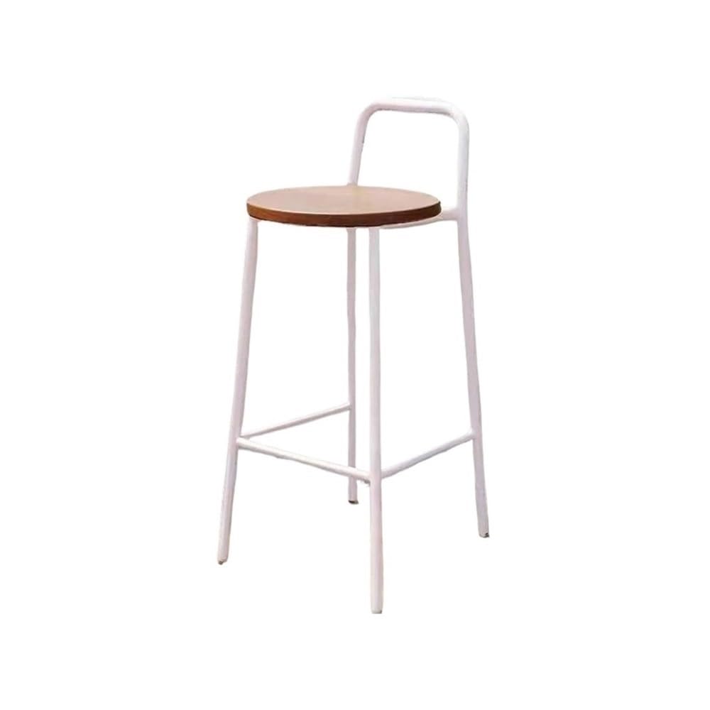 Wysokość stołków barowych Krzesło barowe z oparciem do domu, restauracji, na zewnątrz, wnętrz, żelazne, wysokie, drewniane, białe, 65/75 cm Stołek barowy w pubie(Duży)