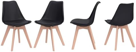 Lot de 4 chaises de salle à manger scandinaves, ergonomiques, pie...