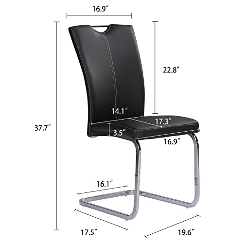 Jellci Kitchen Dining Chairs, Modern Upholstered Armless Chair Set, High Back Leather Side Chairs With Firm Legs Chairs For Home Kitchen Furniture Modern Set Of 4 - Black #TOP2