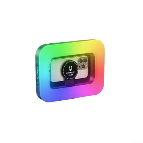 Anillo de luz de mano, luz magnética portátil recargable de 3600 mAh con brillo ajustable para una iluminación uniforme para transmisión en vivo, selfies y videollamadas (luz de relleno)