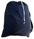 Large Laundry Bag with Strap and Drawstring for College Students, Color: Navy Blue