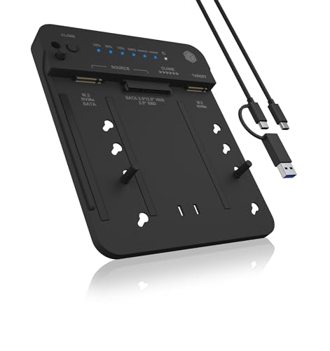 ICY BOX HDD/M.2 NVMe SSD Docking Station USB 3.2 Gen 2 (10 Gbit/s), Festplatten Klonstation & Leseger&auml;t (SATA 2,5/3,5 Zoll & M.2 NVMe), Extern, Adapter, USB-C & USB-A, IB-2913MCL-C31