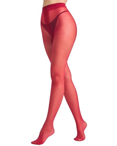 LABELLA Super Thin Lightweight Sheer To Waist Pantyhose Muticolor Stylish Tights Durable and Sturdy S-Queen2(Small Red)