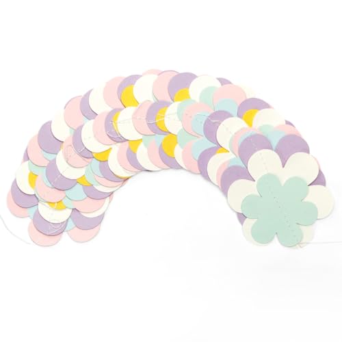 Image of Pastel-Rainbow Colorful Party-Decorations Streamers-Garland - 52ft Flower Hanging Paper Banner, Birthday Baby Bridal Shower Classroom Carnival Decor Hugfond