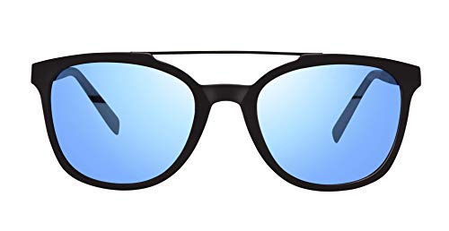 Revo Polarized Sunglasses Clayton Modified Rectangle Frame 52 mm, Matte Black/Blue Frame, Blue