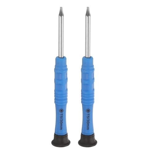 sourcing map 2pcs T5 Torx Mini Screwdriver 3mm Torx Head 87mm Length for Small Appliances Repairs, Blue