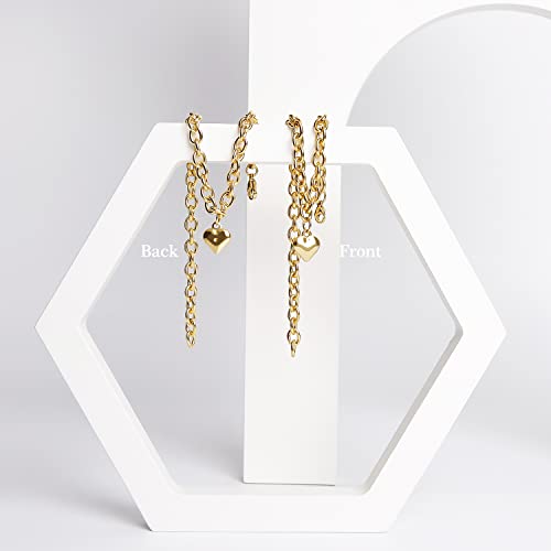 Image of HOWWFALY Dog Collar and Cat Chain Necklace Stainless Steel Adjustable 18K Gold Heart-Shaped Necklace for Small Pets Cats Kitten Puppy (Gold, 12 inch)
