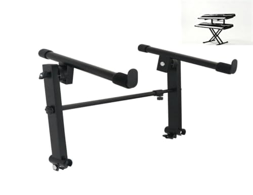 HzCHSyanna 2 Tier keyboard stand Suitable for two-layer keyboards of electronic pianos, music keyboards and synthesizers. Equipped with adjustable stand arms (extendable, adjustable inclination angle), only applicable to X-shaped round tube stands.