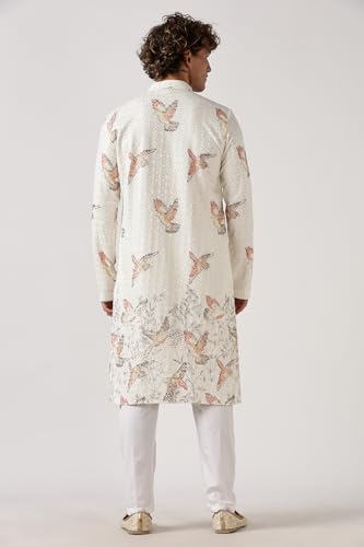 Image of BE ACTIVE Men's Cotton | Regular Fit Casual Mandarin Collar | Long Length Full Sleeves | Embroidered Indian Kurta