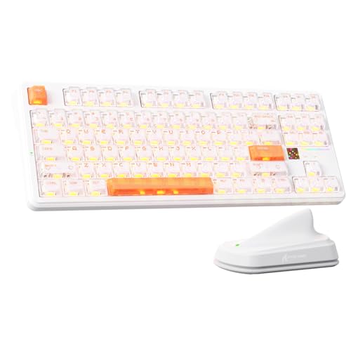 ATTACK SHARK X87Ultra �Q�[�~���O�L�[�{�[�h���C�����X���J�j�J���L�[�{�[�h ���j�A Bluetooth/2.4G/�L�� �f���A��8KHz 0.125ms��x�� TKL 87�L�[ RGB �_?�f�B�X�v���C �z�b�g�X���b�v�Ή� ��e�ʃo�b�e