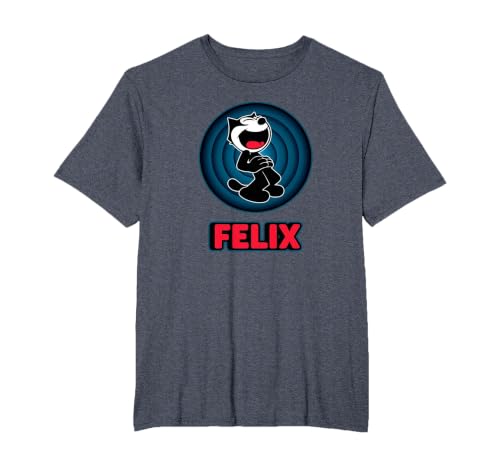 Happy Felix Cat Cartoon Circle Retro Felix Cat Comics T-Shirt, Men's Big and Tall, Heather Blue, 3X Tall