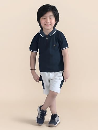 Image of POLKA TOTS 100% Pure Cotton T-Shirt and Shorts Combo For Boys | Summer Dress & Beach Wear for Boys and Toddlers | Breathable Premium Fabric Co-Ord Set Kids | Relaxed Fit Casual Summer Outfit for Kids