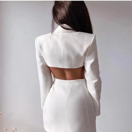 Women's Sexy Backless Dress Suit Jacket Double Breasted Blazer for Party Dinner2