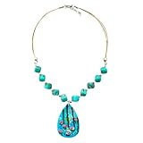 Collier pendentif peint à la main – ÉTANG AUX NYMPHÉAS ET SAULE DE MONET – Collier avec pendentif peint à la main, idée cadeau femme artisanale, cadeau femme amatrice d’art