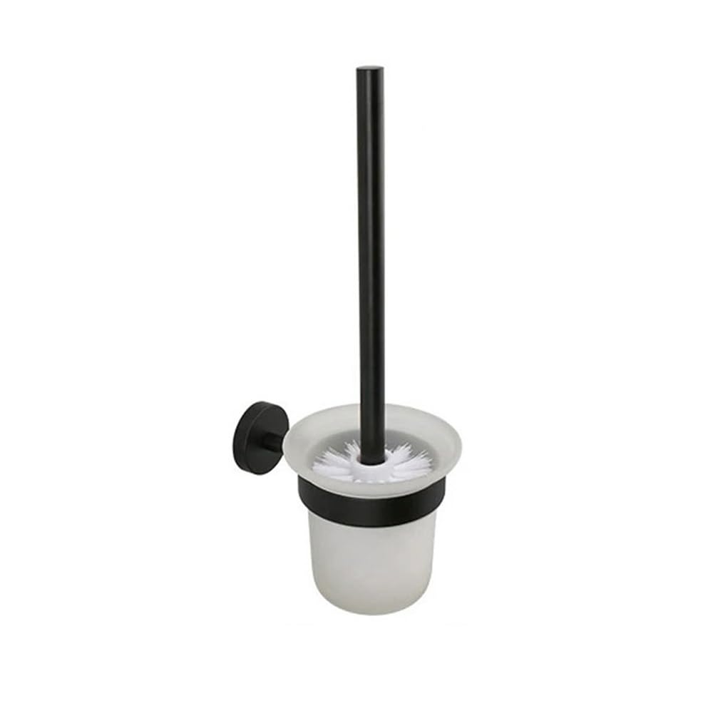 Toilet Brush Wall Mounted Plastic Toilet Brushe with Stainless Steel Holder for Bathroom(Black)