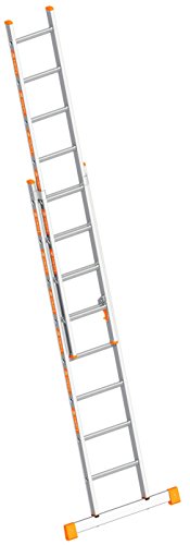 Preisvergleich Produktbild Layher 1035008 Schiebeleiter Topic, Aluminiumleiter 2x8 Sprossen, zweiteilig, ausziehbar, Länge 4.05 m