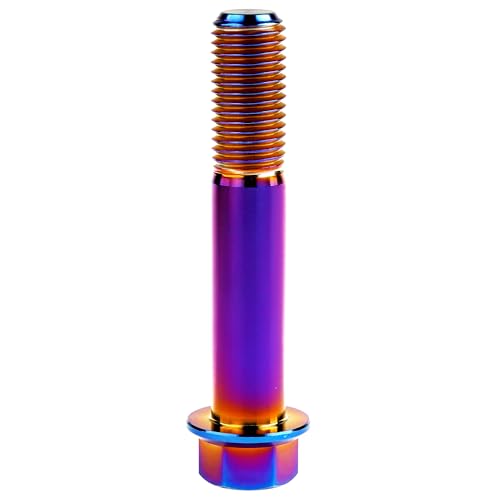 Image of Titanium Bolt M12 30 35 40 45 50 55 60 65 70 75 80 85 90mm Hex Small Flange Head for Motorcycle Car Modification Pack of 4 (M12x65mm Pitch 1.25, Burnt Blue)