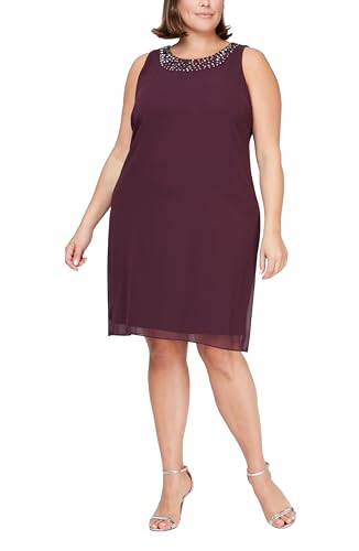 Image of S.L. Fashions Women's Chiffon Mother of the Bride Jacket Dress with Beaded 3 /4 Sleeves and Neckline (Plus Size)