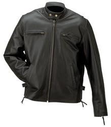 Solid Genuine Buffalo Leather Jacket Multiple Exterior Pockets GFMPK Medium
