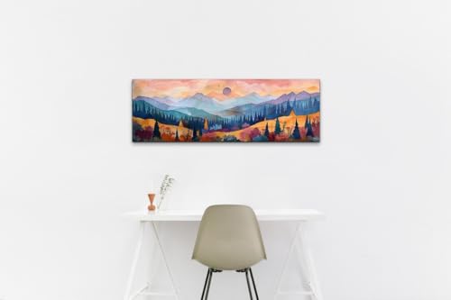 Décoration murale salon avec une peinture à l'huile panoramique de montagne sur toile pour maison