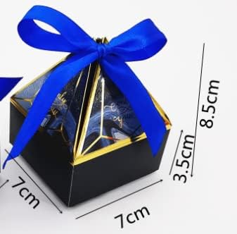 50pcs Navy Blue Gem Tower Birthday Wedding Party Favor Boxe with Ribbon Bead Gift Bags Chocolate Candy and Packaging Gift Boxes Bridal Shower Baby Shower - Image 3