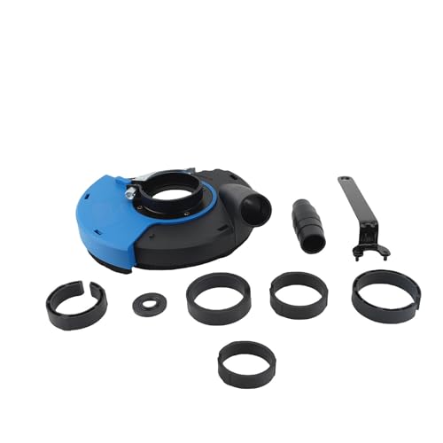 Wodhmiey Cubierta De Polvo Para Amoladora Angular De 180 Mm Con 5 Anillos De Localización, Adaptador De Vacío, Cubierta De Extracción De Polvo Para Hormigón, Azulejos, Pintura, Piedra, Mampostería