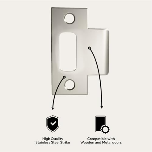 Image of Mega Handles T-Strike Door Plate - Durable Door Strike Plate, Silver Strike Plates for Interior Doors