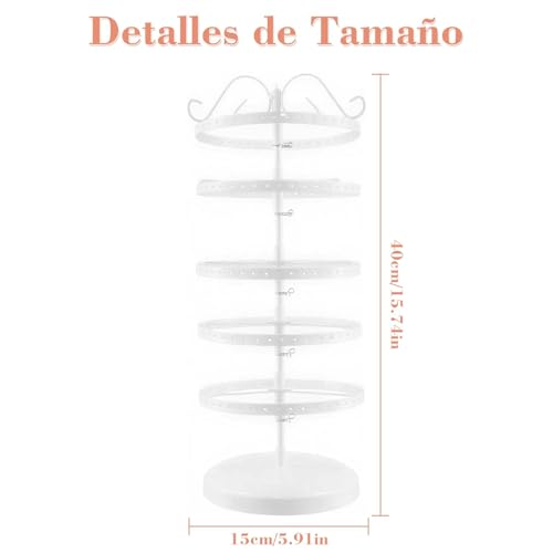 Gattregh Soporte Organizador Giratorio de 5 Niveles para Aretes, Organizador de Joyas con 210 Agujeros para 105 Pares, Almacenamiento en Metal Ajustable, Estante para Aretes y Exhibición de Joyería - imagen 3