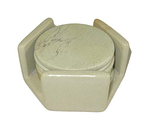 The Friendly Trading Co Set di 6 sottobicchieri in pietra realizzati a mano, 6 lati