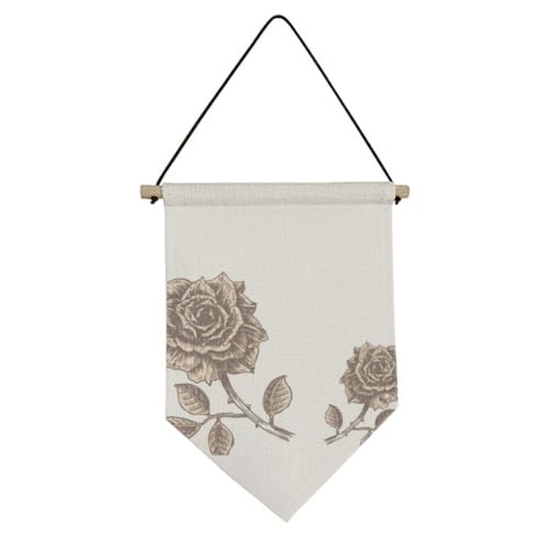 Bannière décorative en toile motif roses suspension murale vintage