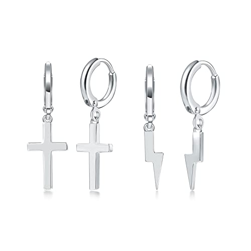 Kreuz Ohrringe Silber 925 Creolen Silber Damen Ohrstecker Ohrhänger für Herren Frauen Cover