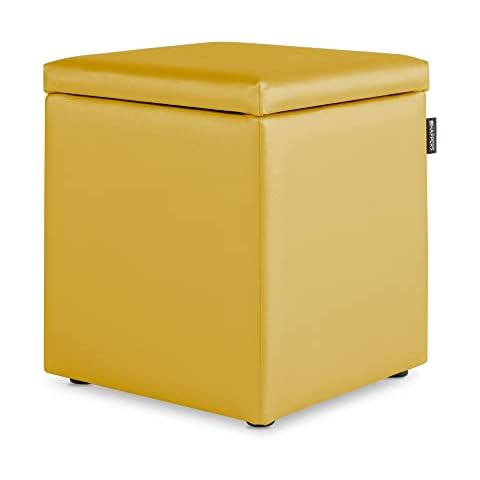 HAPPERS Puff Cubo Arcón Polipiel Mostaza Cover