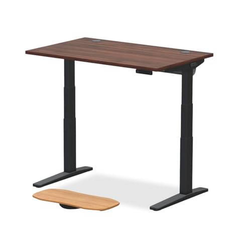 UPLIFT DESK V3 2-Leg Walnut Laminate Wood Standing Desk Adjustable Height Advanced 1-Touch Memory Keypad Under Desk Cable Management Wire Grommets & Rocker Board (Black C-Frame 42 x 30 inch)