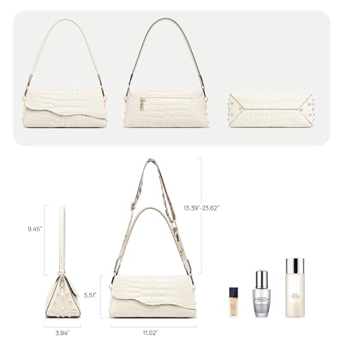 Image of BOYATU Genuine Leather Shoulder Bag Women: Handmade Crocodile Pattern Purse
