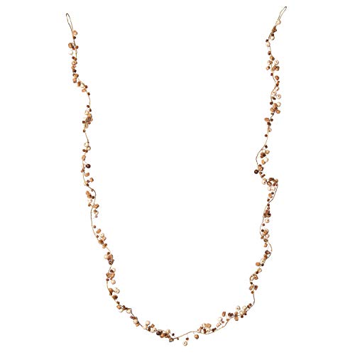 Creative Co-op 72インチ マルチシェイプビーズ装飾ゴールドワイヤー木製ガーランド ブラウン