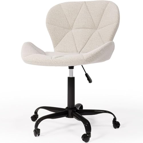 Image of Amazon Brand - Umi Home Swivel Height-Adjustable Boucle Fabric Office Computer Study Desk Chair for Salon, Spa in Off White Color