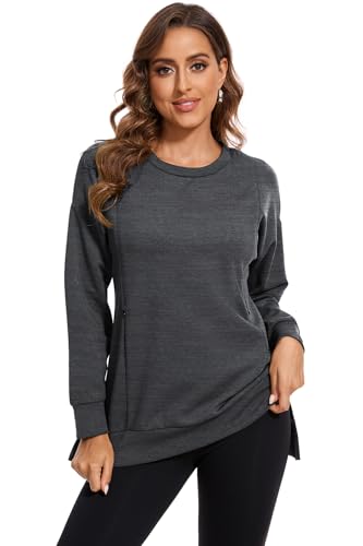 Image of Smallshow Women's Nursing Tops Sweatshirt Long Sleeve Side Split Breastfeeding Shirt