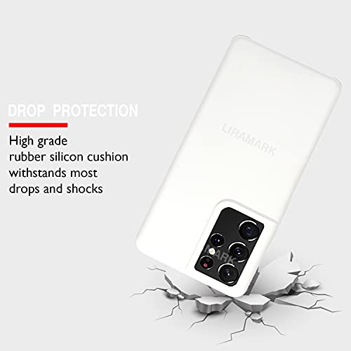 Image of LIRAMARK Liquid Silicone Soft Back Cover Case for Samsung Galaxy S21 Ultra (White)