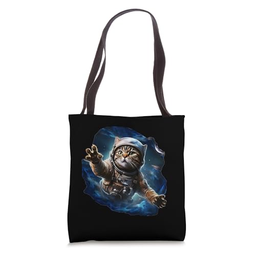 Bolsa Tote con Diseño de Gato Astronauta Cósmico miniatura 1