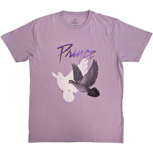 Rock Off officially licensed products Prince T Shirt Purple Rain Doves Distressed Logo Nouveau Officiel Unisex Purple Size L