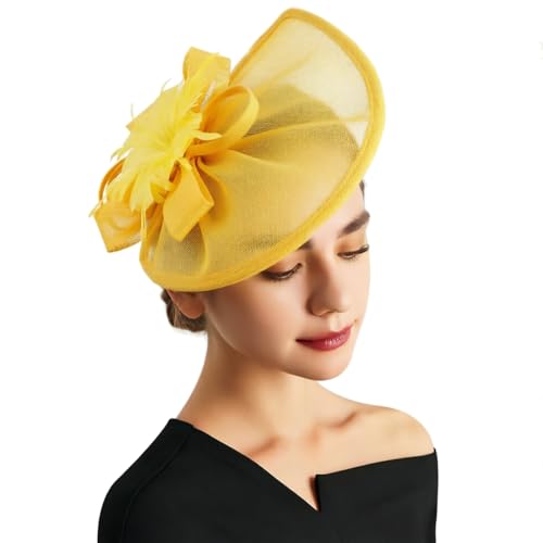 Image of DRESHOW Women Fascinator Hats Tea Party Hat Vintage Pillbox Hat Headband for Cocktail