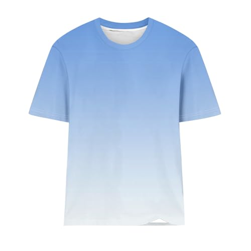 Ceboyel Womens Ombre Color Summer Tops Short Sleeve Tee Shirts Dressy Causal Cute Tshirts 2024 Trendy Vacation Clothes Floral Blouse Light Blue 2X