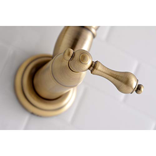 Kingston Brass Ks3103Al Wall Mount Pot Filler Kitchen Faucet, Antique Brass, 8-1/8-Inch Spout Height #TOP2