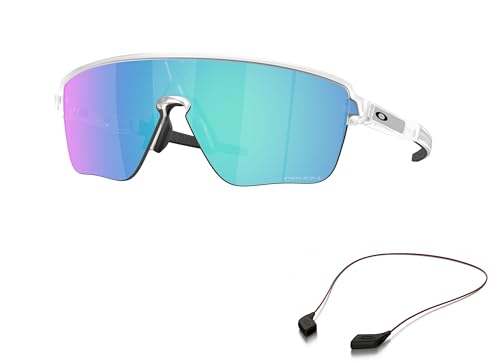 Oakley OO9415 Sunglasses Bundle: OO 9415 CORRIDOR SQ 941505 Matte Clear/Prizm Sapphire Policarbonate Standard and Large Red leash Accessory kit2