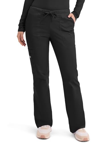 Cherokee Women's Workwear Core Stretch Drawstring Cargo Scrubs Pant, Black, Medium