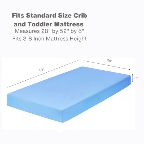 Image of Everyday Kids Fitted Crib Sheet, 100% Soft Breathable Microfiber Baby Sheet, Fits Standard Size Crib Mattress 28in x 52in, Light Blue Nursery Sheet