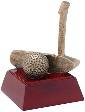 Sculpted Gold Putter Trophy - Golf Award - Long Putt Competition - Golfing Tournament - Engraved Plates by Request - Perfect Golf Award Trophy 4 Inch Tall