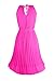 Ellames Women's 2025 Summer Spaghetti Strap Pleated Casual Swing Dress with Belt Fuchsia XS