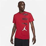 Cuello redondo acanalado NIKE CZ8402-687 M J JDN Air Stretch SS Crew T-Shirt Mens Gym Red/Black/White L