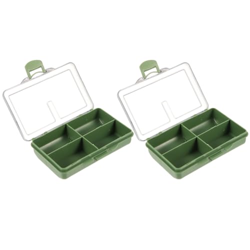 Zerodeko 2pcs Mini Fishing Tackle Box Organizer with 4 Compartments Portable Terminal Tackle Storage Tray for Hooks Baits and Small Fishing Accessories